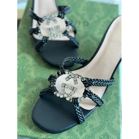 Gucci Crystal gg Leather Sandals