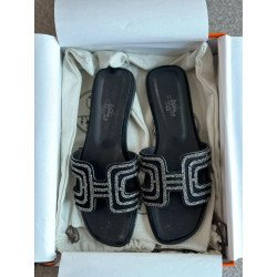 Hermes Canvas Oran Sandals